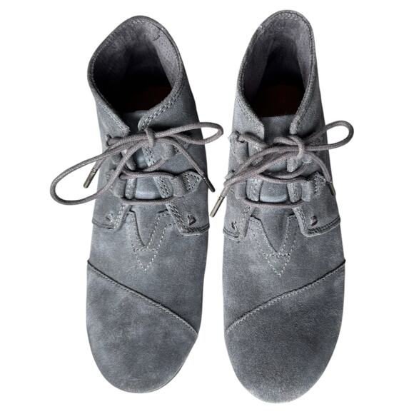 Tom's Women's Kala Wedge Grey Suede Lace Up Bootie - Size 8.5 - Picture 3 of 8